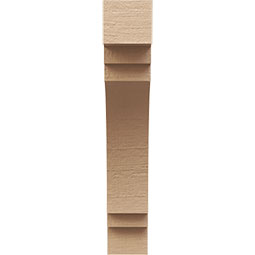Ekena Millwork - CORUR035X12X20PECRCPR - Timberthane Faux Wood Corbel, Pescadero Style, 3 1/2"W x 12"D x 20"H, Primed Tan