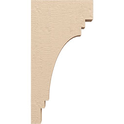 Ekena Millwork - CORUR035X12X24PECRCPR - Timberthane Faux Wood Corbel, Pescadero Style, 3 1/2"W x 12"D x 24"H, Primed Tan