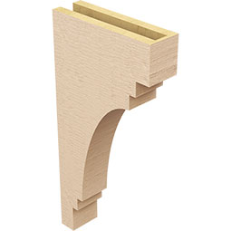 Ekena Millwork - CORUR035X12X24PECRCPR - Timberthane Faux Wood Corbel, Pescadero Style, 3 1/2"W x 12"D x 24"H, Primed Tan