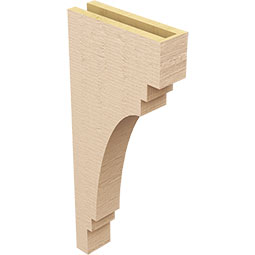 Ekena Millwork - CORUR035X12X28PECRCPR - Timberthane Faux Wood Corbel, Pescadero Style, 3 1/2"W x 12"D x 28"H, Primed Tan