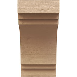 Ekena Millwork - CORUR055X06X10PECRCPR - Timberthane Faux Wood Corbel, Pescadero Style, 5 1/2"W x 6"D x 10"H, Primed Tan