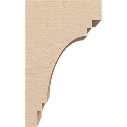 Ekena Millwork - CORUR055X06X10PECRCPR - Timberthane Faux Wood Corbel, Pescadero Style, 5 1/2"W x 6"D x 10"H, Primed Tan