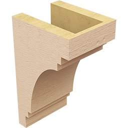 Ekena Millwork - CORUR055X06X10PECRCPR - Timberthane Faux Wood Corbel, Pescadero Style, 5 1/2"W x 6"D x 10"H, Primed Tan