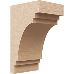 Ekena Millwork - CORUR055X06X10PECRCPR - Timberthane Faux Wood Corbel, Pescadero Style, 5 1/2"W x 6"D x 10"H, Primed Tan