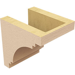 Ekena Millwork - CORUR055X06X06PECRCPR - Timberthane Faux Wood Corbel, Pescadero Style, 5 1/2"W x 6"D x 6"H, Primed Tan