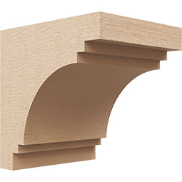 Ekena Millwork - CORUR055X06X06PECRCPR - Timberthane Faux Wood Corbel, Pescadero Style, 5 1/2"W x 6"D x 6"H, Primed Tan