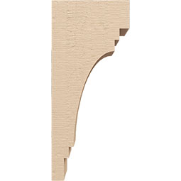 Ekena Millwork - CORUR055X06X14PECRCPR - Timberthane Faux Wood Corbel, Pescadero Style, 5 1/2"W x 6"D x 14"H, Primed Tan