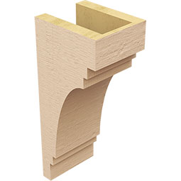 Ekena Millwork - CORUR055X06X14PECRCPR - Timberthane Faux Wood Corbel, Pescadero Style, 5 1/2"W x 6"D x 14"H, Primed Tan
