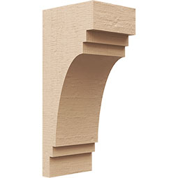 Ekena Millwork - CORUR055X06X14PECRCPR - Timberthane Faux Wood Corbel, Pescadero Style, 5 1/2"W x 6"D x 14"H, Primed Tan