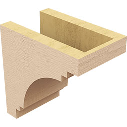 Ekena Millwork - CORUR055X08X08PECRCPR - Timberthane Faux Wood Corbel, Pescadero Style, 5 1/2"W x 8"D x 8"H, Primed Tan