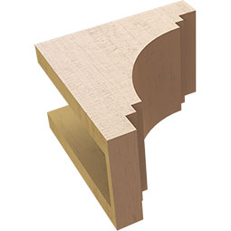 Ekena Millwork - CORUR055X08X08PECRCPR - Timberthane Faux Wood Corbel, Pescadero Style, 5 1/2"W x 8"D x 8"H, Primed Tan
