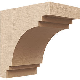 Ekena Millwork - CORUR055X08X08PECRCPR - Timberthane Faux Wood Corbel, Pescadero Style, 5 1/2"W x 8"D x 8"H, Primed Tan