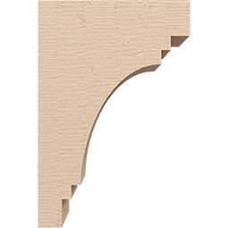 Ekena Millwork - CORUR055X08X12PECRCPR - Timberthane Faux Wood Corbel, Pescadero Style, 5 1/2"W x 8"D x 12"H, Primed Tan