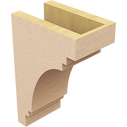 Ekena Millwork - CORUR055X08X12PECRCPR - Timberthane Faux Wood Corbel, Pescadero Style, 5 1/2"W x 8"D x 12"H, Primed Tan