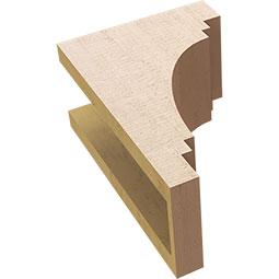 Ekena Millwork - CORUR055X08X12PECRCPR - Timberthane Faux Wood Corbel, Pescadero Style, 5 1/2"W x 8"D x 12"H, Primed Tan
