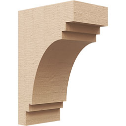 Ekena Millwork - CORUR055X08X12PECRCPR - Timberthane Faux Wood Corbel, Pescadero Style, 5 1/2"W x 8"D x 12"H, Primed Tan