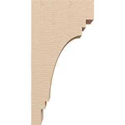 Ekena Millwork - CORUR055X08X16PECRCPR - Timberthane Faux Wood Corbel, Pescadero Style, 5 1/2"W x 8"D x 16"H, Primed Tan