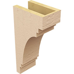 Ekena Millwork - CORUR055X08X16PECRCPR - Timberthane Faux Wood Corbel, Pescadero Style, 5 1/2"W x 8"D x 16"H, Primed Tan