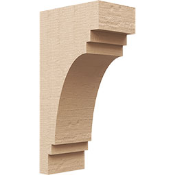 Ekena Millwork - CORUR055X08X16PECRCPR - Timberthane Faux Wood Corbel, Pescadero Style, 5 1/2"W x 8"D x 16"H, Primed Tan