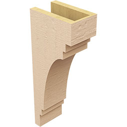 Ekena Millwork - CORUR055X08X20PECRCPR - Timberthane Faux Wood Corbel, Pescadero Style, 5 1/2"W x 8"D x 20"H, Primed Tan
