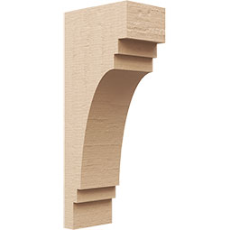 Ekena Millwork - CORUR055X08X20PECRCPR - Timberthane Faux Wood Corbel, Pescadero Style, 5 1/2"W x 8"D x 20"H, Primed Tan