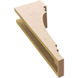 Ekena Millwork - CORUR055X08X24PECRCPR - Timberthane Faux Wood Corbel, Pescadero Style, 5 1/2"W x 8"D x 24"H, Primed Tan