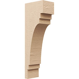 Ekena Millwork - CORUR055X08X24PECRCPR - Timberthane Faux Wood Corbel, Pescadero Style, 5 1/2"W x 8"D x 24"H, Primed Tan