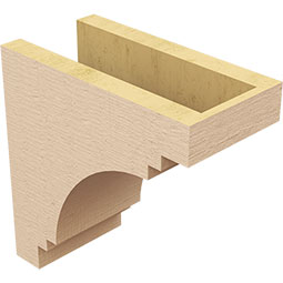 Ekena Millwork - CORUR055X10X10PECRCPR - Timberthane Faux Wood Corbel, Pescadero Style, 5 1/2"W x 10"D x 10"H, Primed Tan