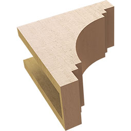 Ekena Millwork - CORUR055X10X10PECRCPR - Timberthane Faux Wood Corbel, Pescadero Style, 5 1/2"W x 10"D x 10"H, Primed Tan