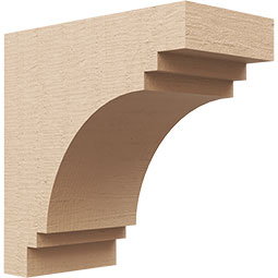 Ekena Millwork - CORUR055X10X10PECRCPR - Timberthane Faux Wood Corbel, Pescadero Style, 5 1/2"W x 10"D x 10"H, Primed Tan