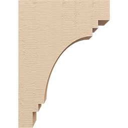 Ekena Millwork - CORUR055X10X14PECRCPR - Timberthane Faux Wood Corbel, Pescadero Style, 5 1/2"W x 10"D x 14"H, Primed Tan