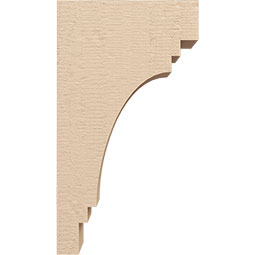 Ekena Millwork - CORUR055X10X18PECRCPR - Timberthane Faux Wood Corbel, Pescadero Style, 5 1/2"W x 10"D x 18"H, Primed Tan