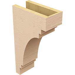 Ekena Millwork - CORUR055X10X18PECRCPR - Timberthane Faux Wood Corbel, Pescadero Style, 5 1/2"W x 10"D x 18"H, Primed Tan