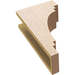 Ekena Millwork - CORUR055X10X18PECRCPR - Timberthane Faux Wood Corbel, Pescadero Style, 5 1/2"W x 10"D x 18"H, Primed Tan