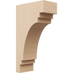 Ekena Millwork - CORUR055X10X18PECRCPR - Timberthane Faux Wood Corbel, Pescadero Style, 5 1/2"W x 10"D x 18"H, Primed Tan