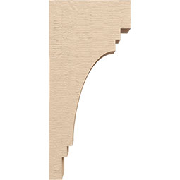 Ekena Millwork - CORUR055X10X22PECRCPR - Timberthane Faux Wood Corbel, Pescadero Style, 5 1/2"W x 10"D x 22"H, Primed Tan