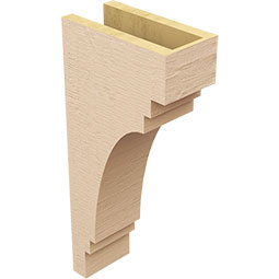 Ekena Millwork - CORUR055X10X22PECRCPR - Timberthane Faux Wood Corbel, Pescadero Style, 5 1/2"W x 10"D x 22"H, Primed Tan