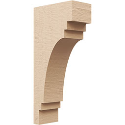 Ekena Millwork - CORUR055X10X22PECRCPR - Timberthane Faux Wood Corbel, Pescadero Style, 5 1/2"W x 10"D x 22"H, Primed Tan