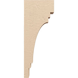 Ekena Millwork - CORUR055X10X26PECRCPR - Timberthane Faux Wood Corbel, Pescadero Style, 5 1/2"W x 10"D x 26"H, Primed Tan