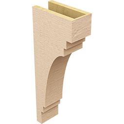 Ekena Millwork - CORUR055X10X26PECRCPR - Timberthane Faux Wood Corbel, Pescadero Style, 5 1/2"W x 10"D x 26"H, Primed Tan