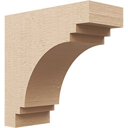 Ekena Millwork - CORUR055X12X12PECRCPR - Timberthane Faux Wood Corbel, Pescadero Style, 5 1/2"W x 12"D x 12"H, Primed Tan