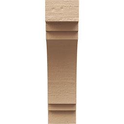 Ekena Millwork - CORUR055X12X20PECRCPR - Timberthane Faux Wood Corbel, Pescadero Style, 5 1/2"W x 12"D x 20"H, Primed Tan