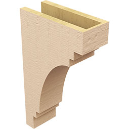 Ekena Millwork - CORUR055X12X20PECRCPR - Timberthane Faux Wood Corbel, Pescadero Style, 5 1/2"W x 12"D x 20"H, Primed Tan