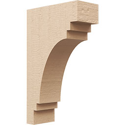 Ekena Millwork - CORUR055X12X20PECRCPR - Timberthane Faux Wood Corbel, Pescadero Style, 5 1/2"W x 12"D x 20"H, Primed Tan