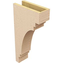 Ekena Millwork - CORUR055X12X24PECRCPR - Timberthane Faux Wood Corbel, Pescadero Style, 5 1/2"W x 12"D x 24"H, Primed Tan