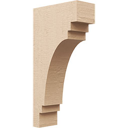 Ekena Millwork - CORUR055X12X24PECRCPR - Timberthane Faux Wood Corbel, Pescadero Style, 5 1/2"W x 12"D x 24"H, Primed Tan