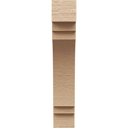 Ekena Millwork - CORUR055X12X28PECRCPR - Timberthane Faux Wood Corbel, Pescadero Style, 5 1/2"W x 12"D x 28"H, Primed Tan