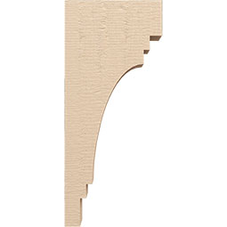 Ekena Millwork - CORUR055X12X28PECRCPR - Timberthane Faux Wood Corbel, Pescadero Style, 5 1/2"W x 12"D x 28"H, Primed Tan