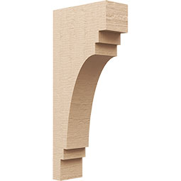 Ekena Millwork - CORUR055X12X28PECRCPR - Timberthane Faux Wood Corbel, Pescadero Style, 5 1/2"W x 12"D x 28"H, Primed Tan