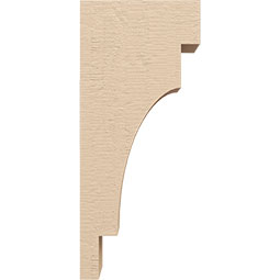 Ekena Millwork - CORUR035X06X14MEDRCPR - Timberthane Faux Wood Corbel, Mediterranean Style, 3 1/2"W x 6"D x 14"H, Primed Tan